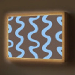 Kronkelende lijnen - Blauw - Bruin - Minimalistisch Light Box met batterij (Wandlamp) middel 907 -z3d_website