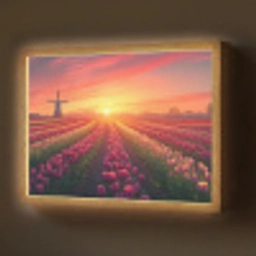 Windmolen - Zonsondergang - Landschap Light Box met batterij (Wandlamp) middel -z3d_website