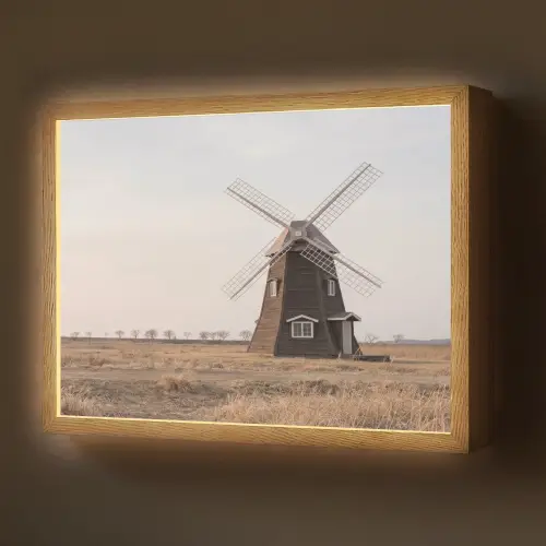 Windmolens - Landschap - Veld Light Box met batterij (Wandlamp) middel -z3d_website