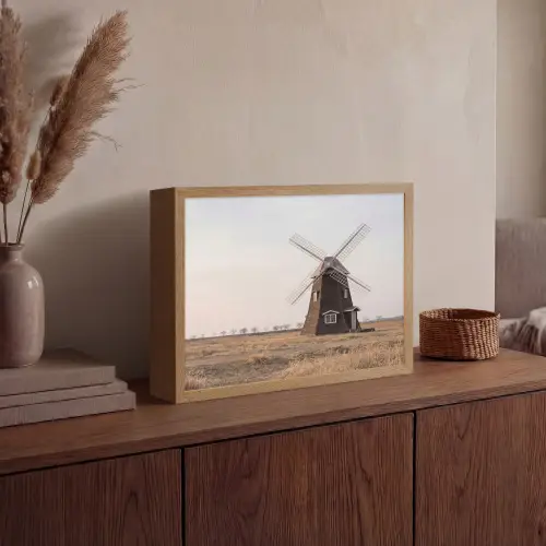Windmolens - Landschap - Veld Light Box met batterij (Wandlamp) middel -sfeer2