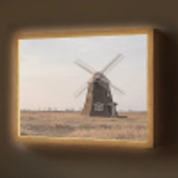 Windmolens - Landschap - Veld Light Box met batterij (Wandlamp) middel -z3d_website