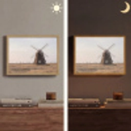 Windmolens - Landschap - Veld Light Box met batterij (Wandlamp) middel -sfeer3