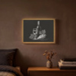 Wijnfles - Glas - Druiven - Bladeren Light Box met batterij (Wandlamp) middel -sfeer4