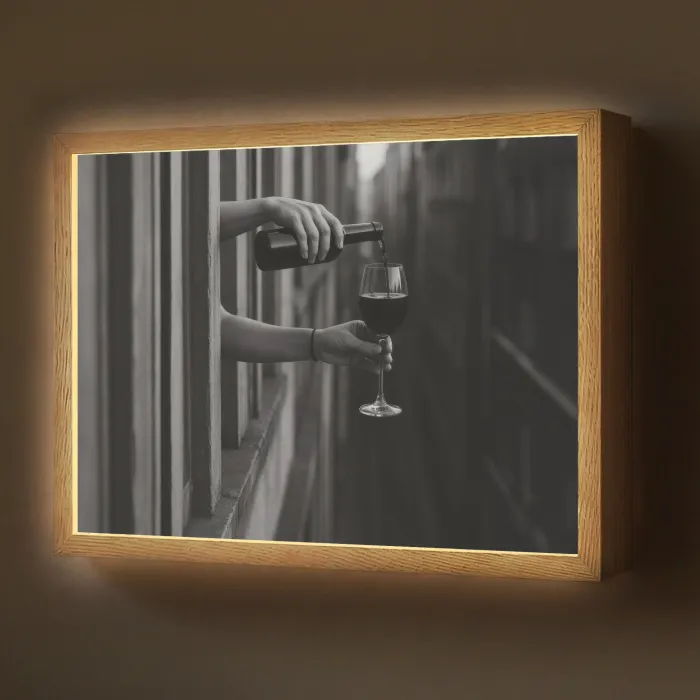 Wijnfles - Glas - Handen - Raam Light Box met batterij (Wandlamp) middel -z3d_website