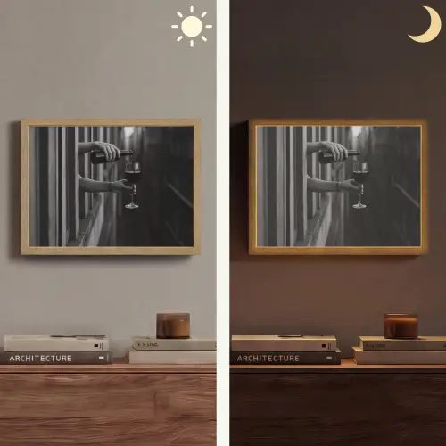Wijnfles - Glas - Handen - Raam Light Box met batterij (Wandlamp) middel -sfeer3