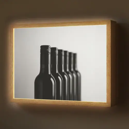 Wijnflessen - Zwart - Minimalistisch Light Box met batterij (Wandlamp) middel -z3d_website