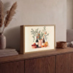 Wijnflessen - Takken - Sinaasappels Light Box met batterij (Wandlamp) middel -sfeer2