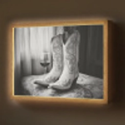 Wijn - Cowboylaarzen - Raamlicht - Wit Light Box met batterij (Wandlamp) middel -z3d_website