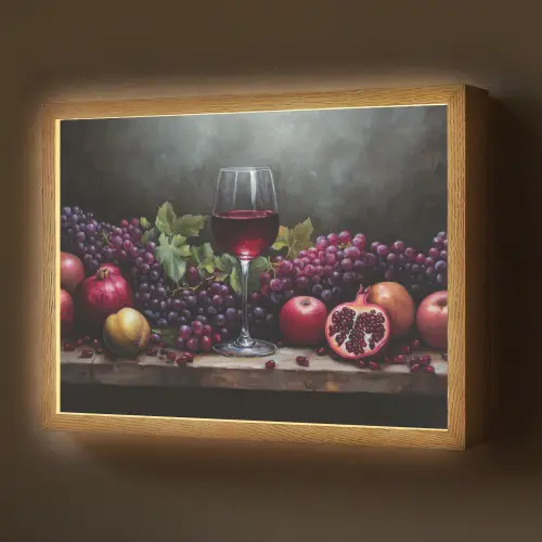 Wijn - Fruit - Stilleven Light Box met batterij (Wandlamp) middel -z3d_website
