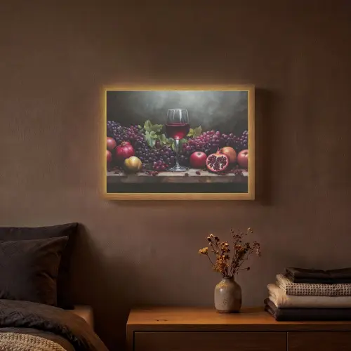 Wijn - Fruit - Stilleven Light Box met batterij (Wandlamp) middel -sfeer4
