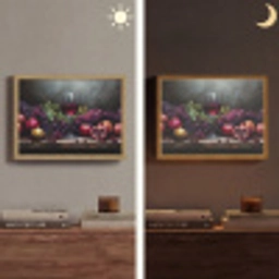 Wijn - Fruit - Stilleven Light Box met batterij (Wandlamp) middel -sfeer3