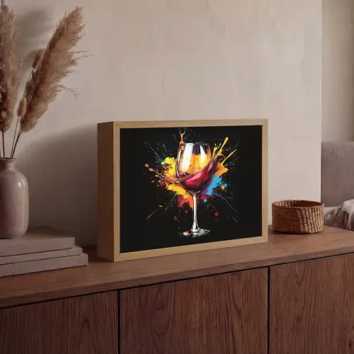 Wijn - Glas - Graffiti - Borrel - Rood - Verf Light Box met batterij (Wandlamp) middel -sfeer2