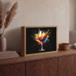 Wijn - Glas - Graffiti - Borrel - Rood - Verf Light Box met batterij (Wandlamp) middel -sfeer2