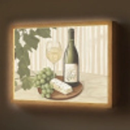 Wijn - Druiven - Kaas - Bladeren Light Box met batterij (Wandlamp) middel -z3d_website