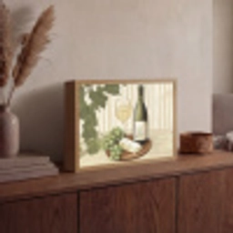 Wijn - Druiven - Kaas - Bladeren Light Box met batterij (Wandlamp) middel -sfeer2