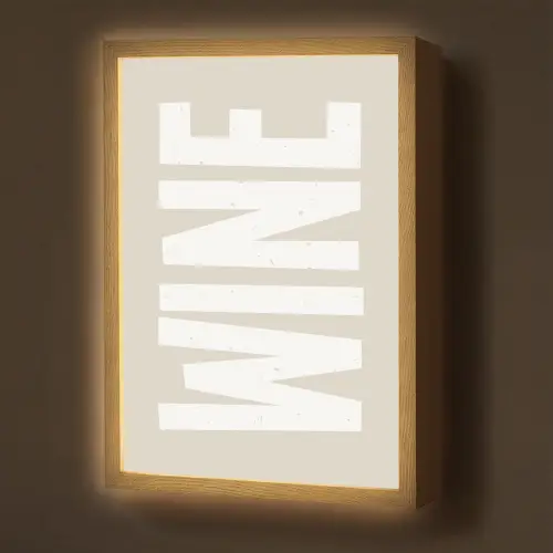 Wine - Japandi - Vintage - Wit Light Box met batterij (Wandlamp) middel -z3d_website