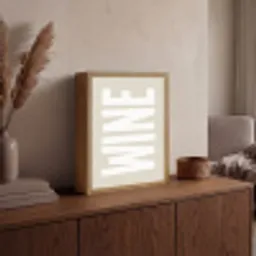 Wine - Japandi - Vintage - Wit Light Box met batterij (Wandlamp) middel -sfeer2