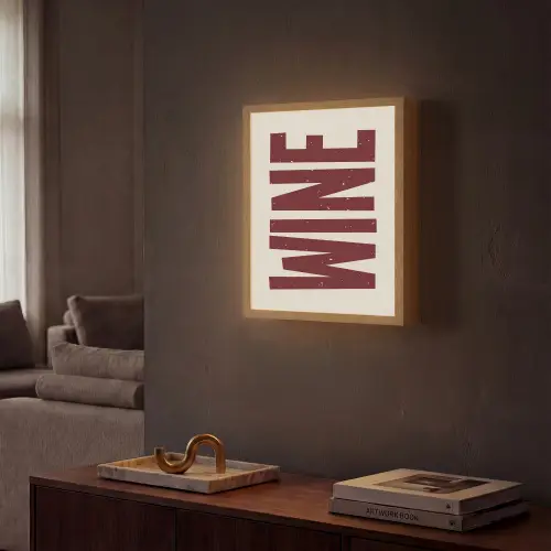 Wine - Red - Decoratie - Japandi Light Box met batterij (Wandlamp) middel -sfeer1