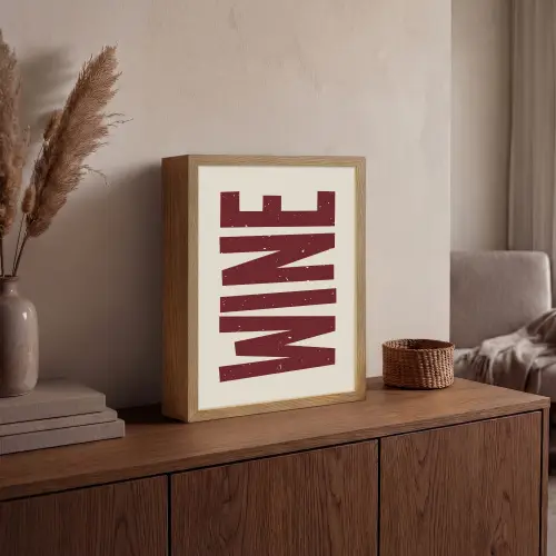 Wine - Red - Decoratie - Japandi Light Box met batterij (Wandlamp) middel -sfeer2