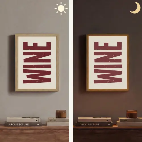 Wine - Red - Decoratie - Japandi Light Box met batterij (Wandlamp) middel -sfeer3