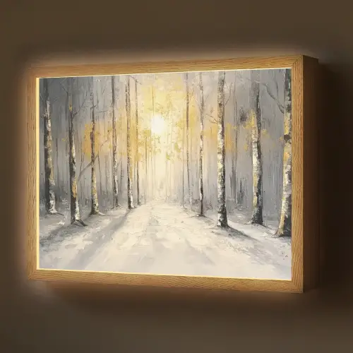 Winter - Abstract - Sneeuw - Natuur - Zon Light Box met batterij (Wandlamp) middel -z3d_website
