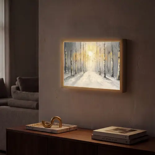 Winter - Abstract - Sneeuw - Natuur - Zon Light Box met batterij (Wandlamp) middel -sfeer1