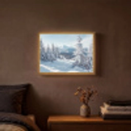 Winterlandschap - Natuur - Berg - Bomen - Sneeuw Light Box met batterij (Wandlamp) middel -sfeer4