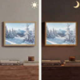 Winterlandschap - Natuur - Berg - Bomen - Sneeuw Light Box met batterij (Wandlamp) middel -sfeer3