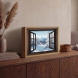 Winter - Landschap - Natuur - Berg - Bomen - Doorkijk - Uitzicht Light Box met batterij (Wandlamp) middel -sfeer2