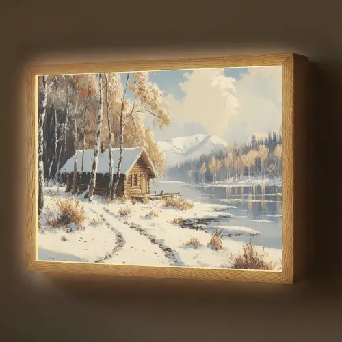 Winter - Sneeuw - Huis - Natuur Light Box met batterij (Wandlamp) middel -z3d_website