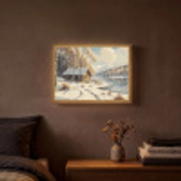 Winter - Sneeuw - Huis - Natuur Light Box met batterij (Wandlamp) middel -sfeer4