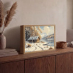 Winter - Sneeuw - Huis - Natuur Light Box met batterij (Wandlamp) middel -sfeer2