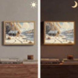 Winter - Sneeuw - Huis - Natuur Light Box met batterij (Wandlamp) middel -sfeer3
