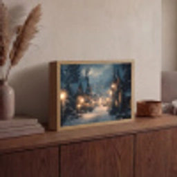 Winterdorp - Sneeuw - Donker Light Box met batterij (Wandlamp) middel -sfeer2