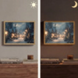 Winterdorp - Sneeuw - Donker Light Box met batterij (Wandlamp) middel -sfeer3