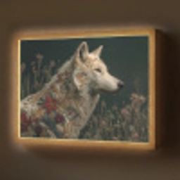 Wolf - Bloemen - Natuur Light Box met batterij (Wandlamp) middel -z3d_website