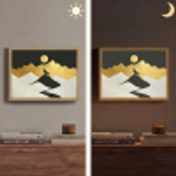 Wolf - Bergen - Maan - Zwart Light Box met batterij (Wandlamp) middel -sfeer3