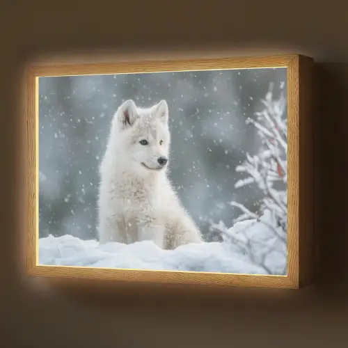 Wolf - Pup - Sneeuw Light Box met batterij (Wandlamp) middel -z3d_website