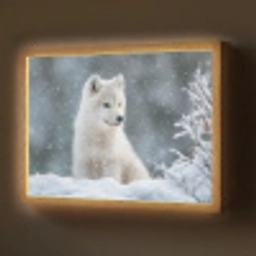 Wolf - Pup - Sneeuw Light Box met batterij (Wandlamp) middel -z3d_website