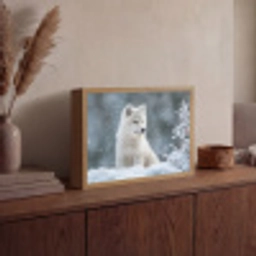 Wolf - Pup - Sneeuw Light Box met batterij (Wandlamp) middel -sfeer2