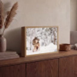 Wolf - Winter - Sneeuw - Natuur - Dieren Light Box met batterij (Wandlamp) middel -sfeer2