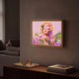 Vrouw - Abstract - Cirkel - Bloemen Light Box met batterij (Wandlamp) middel -sfeer1