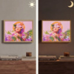 Vrouw - Abstract - Cirkel - Bloemen Light Box met batterij (Wandlamp) middel -sfeer3