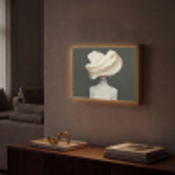 Vrouw - Beige - hoed Light Box met batterij (Wandlamp) middel -sfeer1