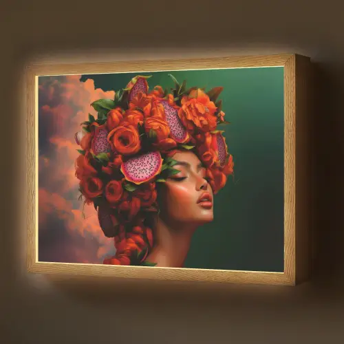 Vrouw - Drankenfruit - Rozen Light Box met batterij (Wandlamp) middel -z3d_website