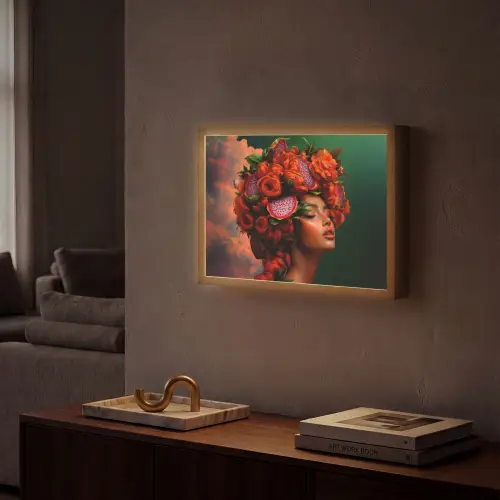 Vrouw - Drankenfruit - Rozen Light Box met batterij (Wandlamp) middel -sfeer1