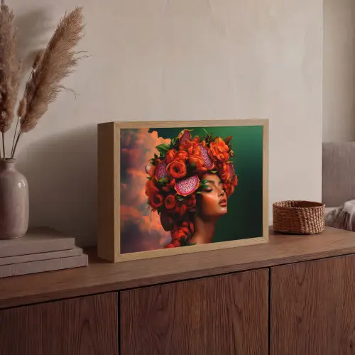 Vrouw - Drankenfruit - Rozen Light Box met batterij (Wandlamp) middel -sfeer2