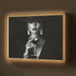 Vrouw - Cocktail - Chic Light Box met batterij (Wandlamp) middel -z3d_website