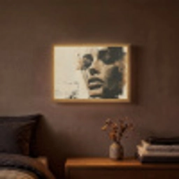 Vrouw - Gezicht - Abstract - Kunst Light Box met batterij (Wandlamp) middel -sfeer4