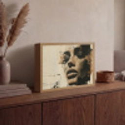 Vrouw - Gezicht - Abstract - Kunst Light Box met batterij (Wandlamp) middel -sfeer2